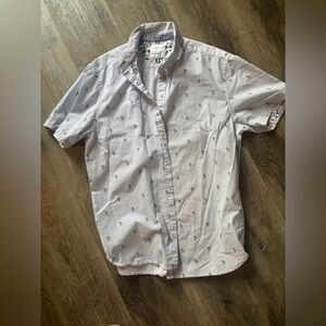 Denim & Flower Ricky Singh Men’s Blue Striped palms Shirt Large